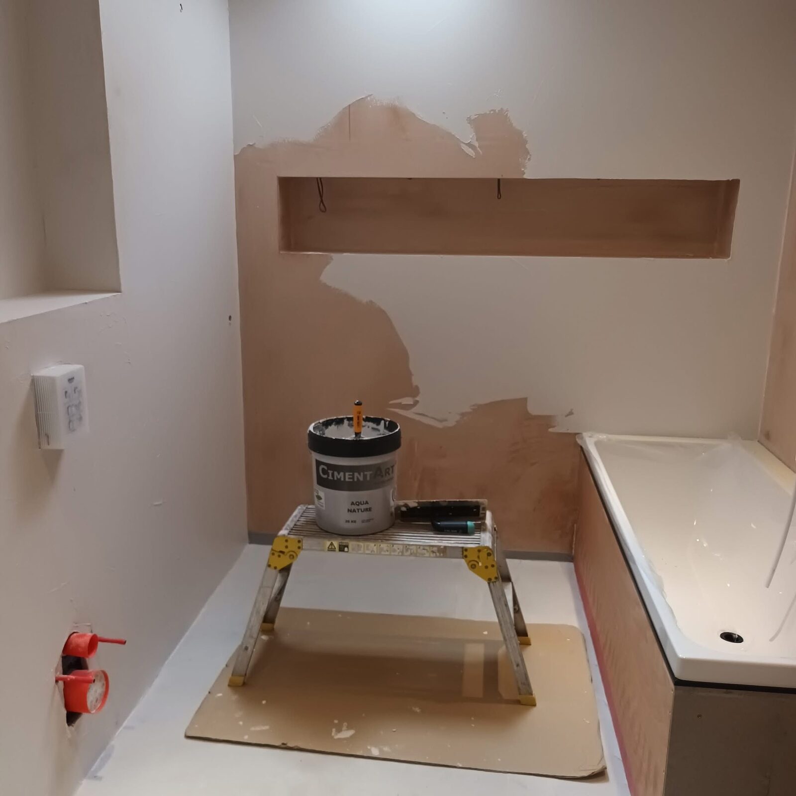 Bathroom being prepared before microcement